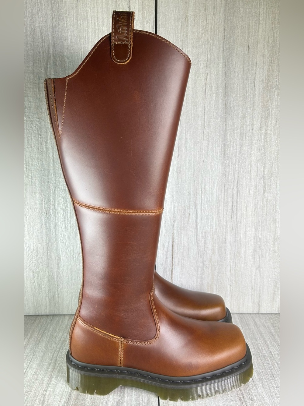 NEW Dr. Martens Docs Amaayah Hi Campus Brown Leather Riding Boots Womens Size